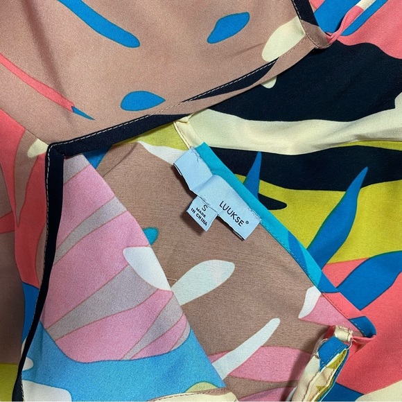 LUUKSE Tropical Print Wide-Leg Romper Jumpsuit Sz-Small - Picture 6 of 6